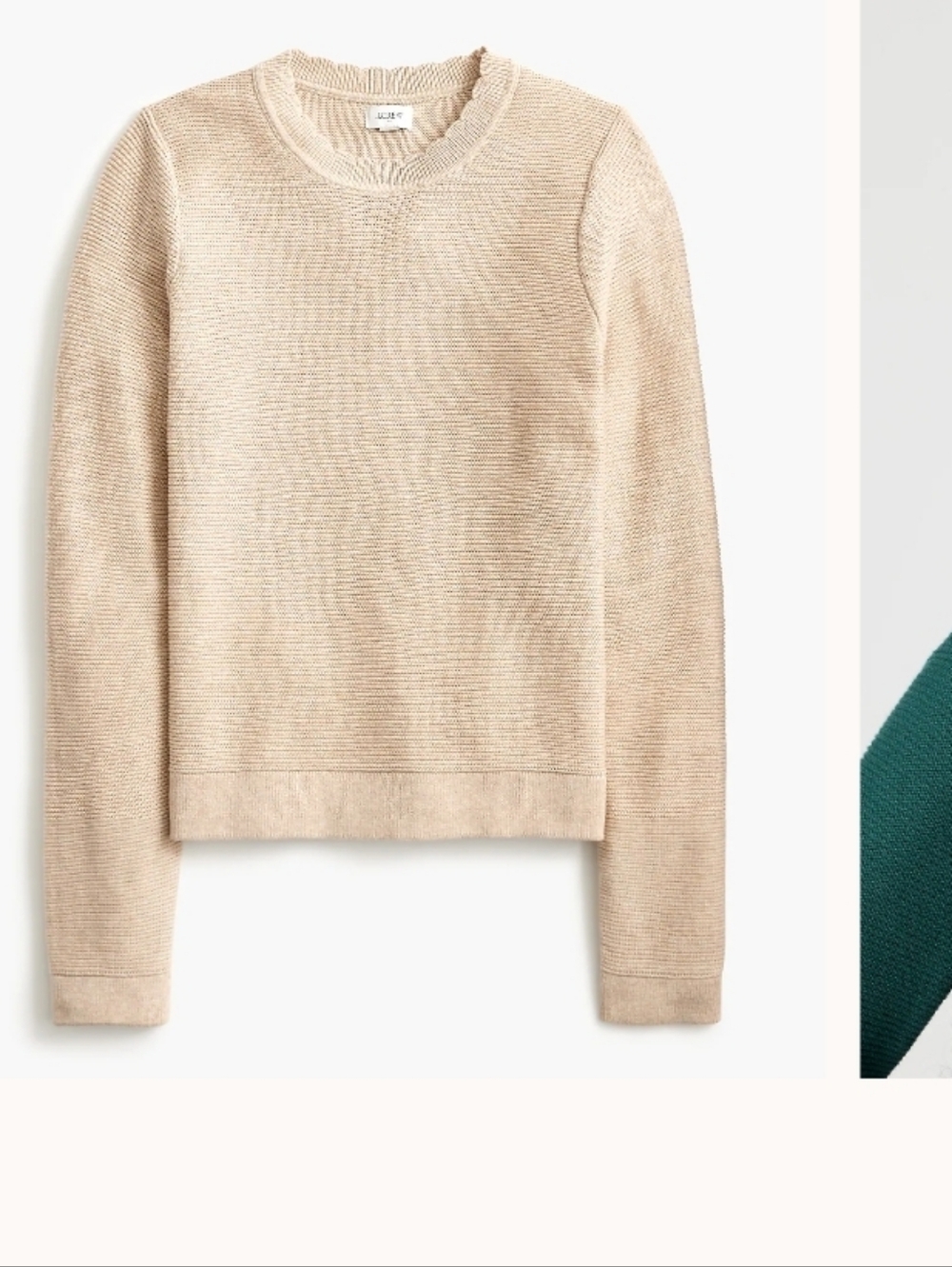 J. Crew Factory Scalloped Long Sleeve Crewneck Sweater S  Heather Sandalwood